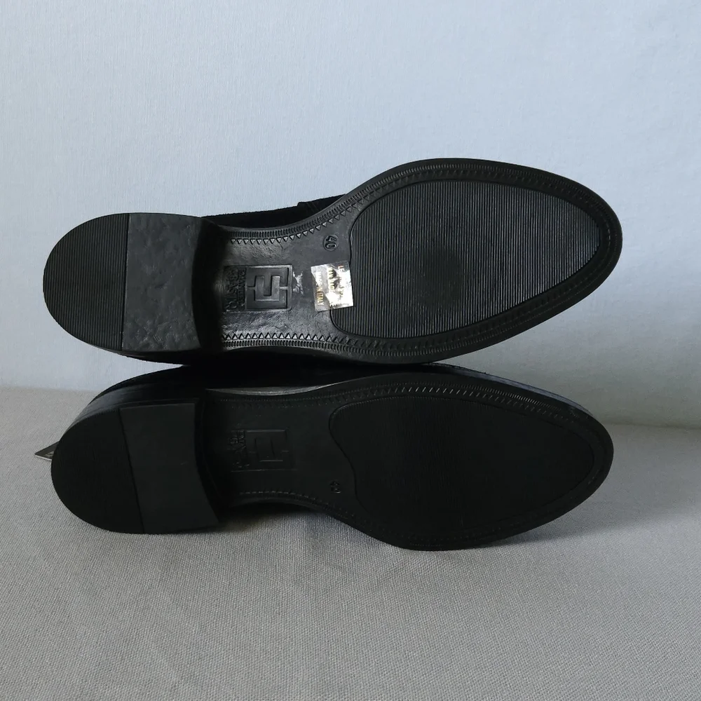 Emanuele Crasto Made in Italy Black Leather Chelsea Boots EU 40 / US 9 Suede New